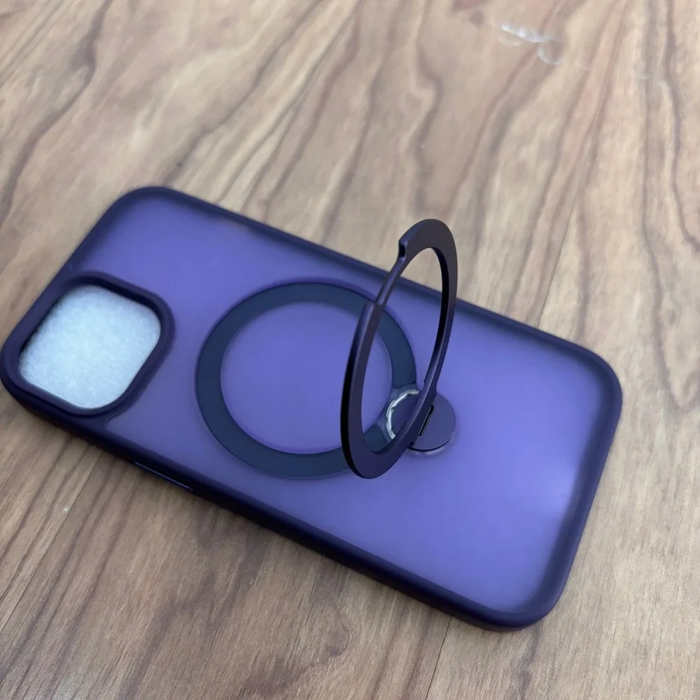 CACOE Magnetic Phone Case‎ iPhone 15 Dark Purple MagSafe Rotating Ring Stand NEW